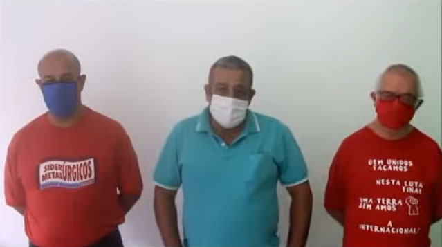 Imagem do vídeo: três diretores do sindicato dos metalúrgicos
