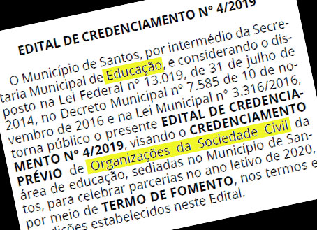 Edital de credenciamento das Organizações da Sociedade Civil (OSCs)